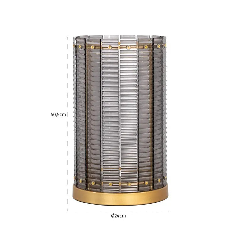 Richmond Interiors Daylin Smoked Glass Hurricane Candle Holder - big  Nicholas John Interiors