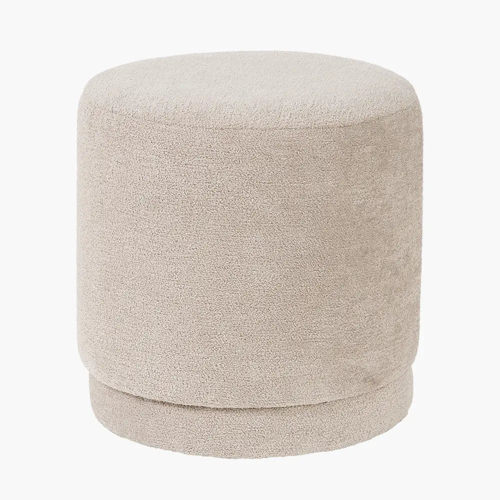 Sassari Taupe Teddy Fabric Cylinder Pouffe  Nicholas John Interiors