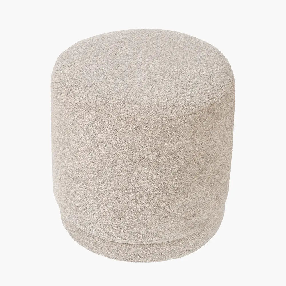Sassari Taupe Teddy Fabric Cylinder Pouffe  Nicholas John Interiors