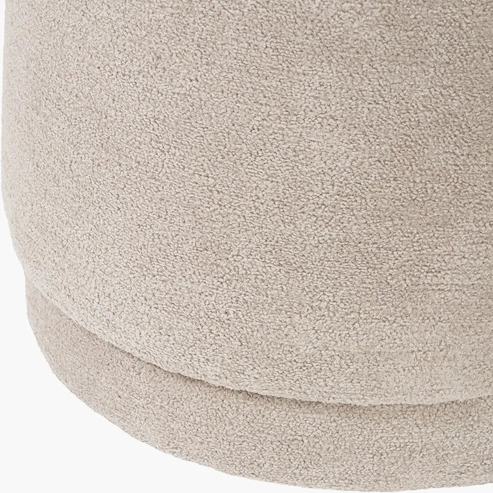 Sassari Taupe Teddy Fabric Cylinder Pouffe  Nicholas John Interiors