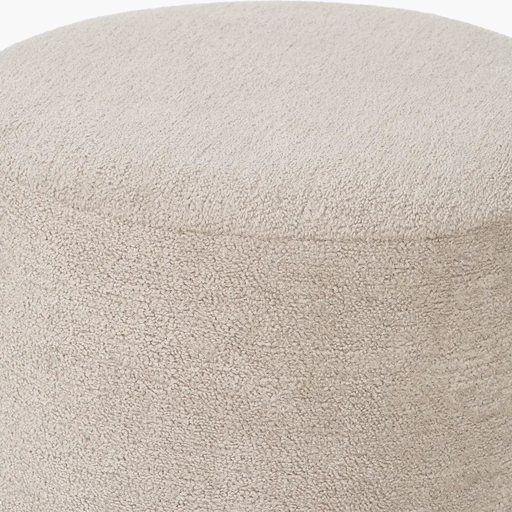 Sassari Taupe Teddy Fabric Cylinder Pouffe  Nicholas John Interiors