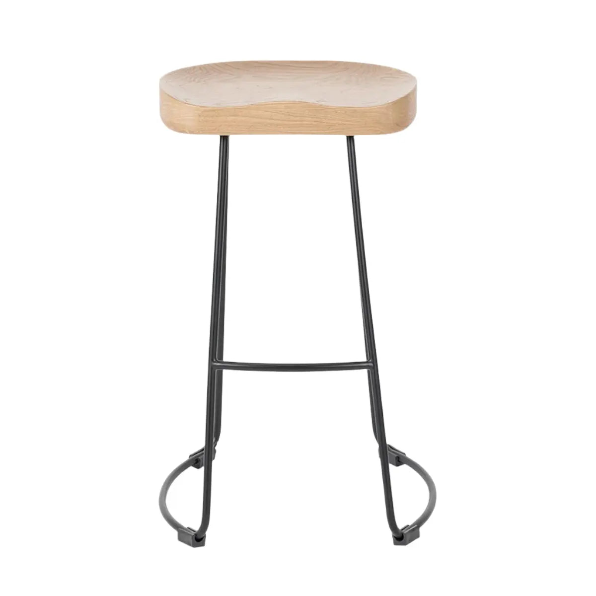 Laselle Ash Wood and Black Metal Bar Stool  Nicholas John Interiors