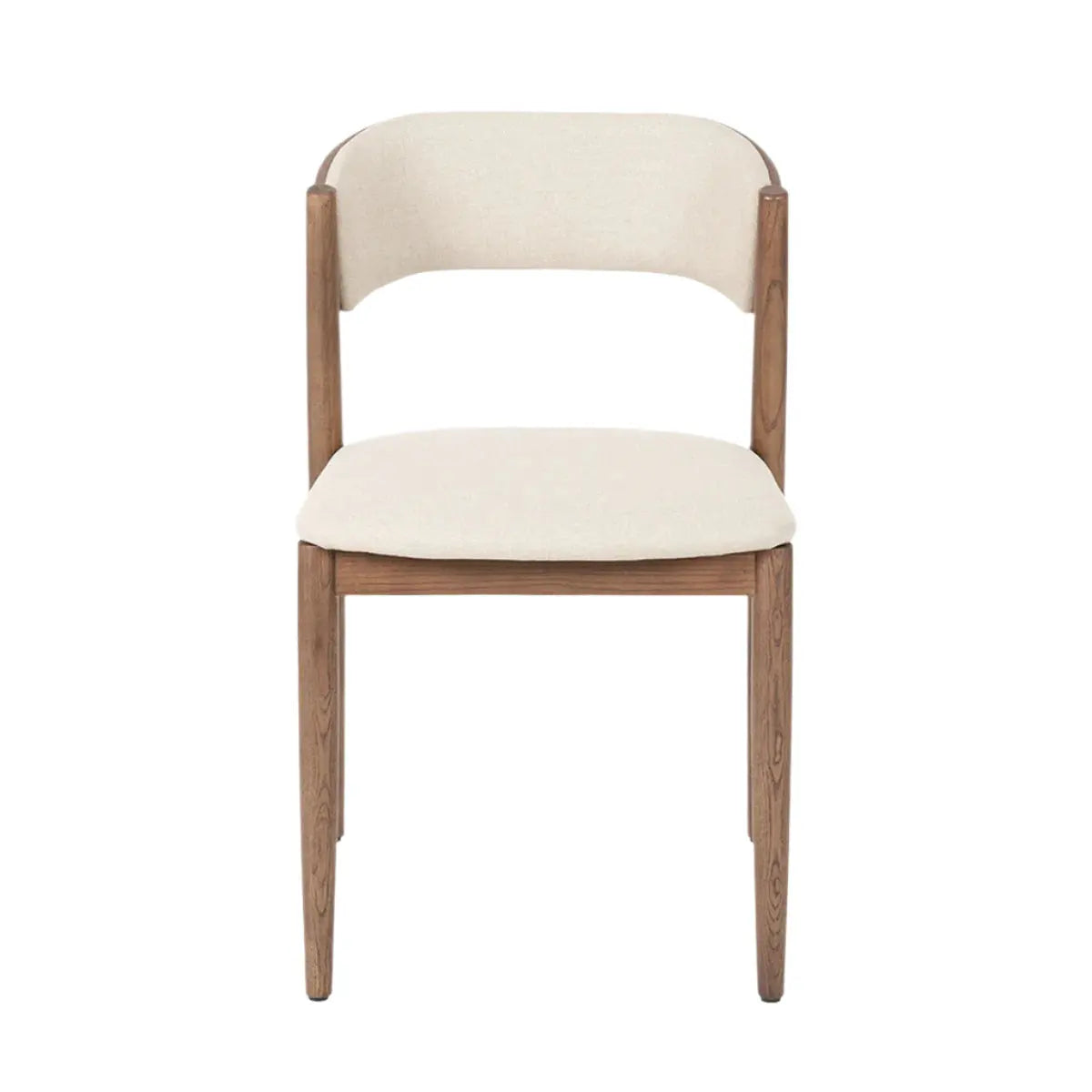 Elias Natural Linen and Dark Ash Wood Curved Back Dining Chair Pacific Lifestyle