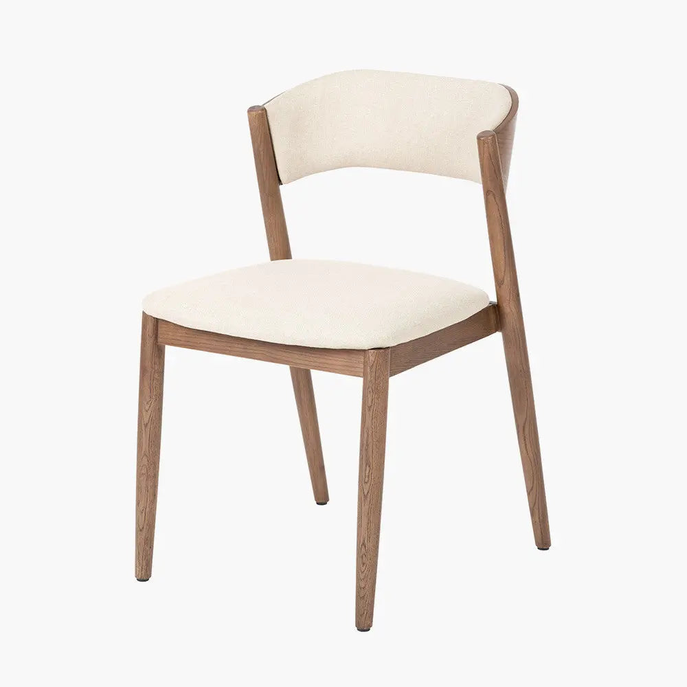 Elias Natural Linen and Dark Ash Wood Curved Back Dining Chair Pacific Lifestyle