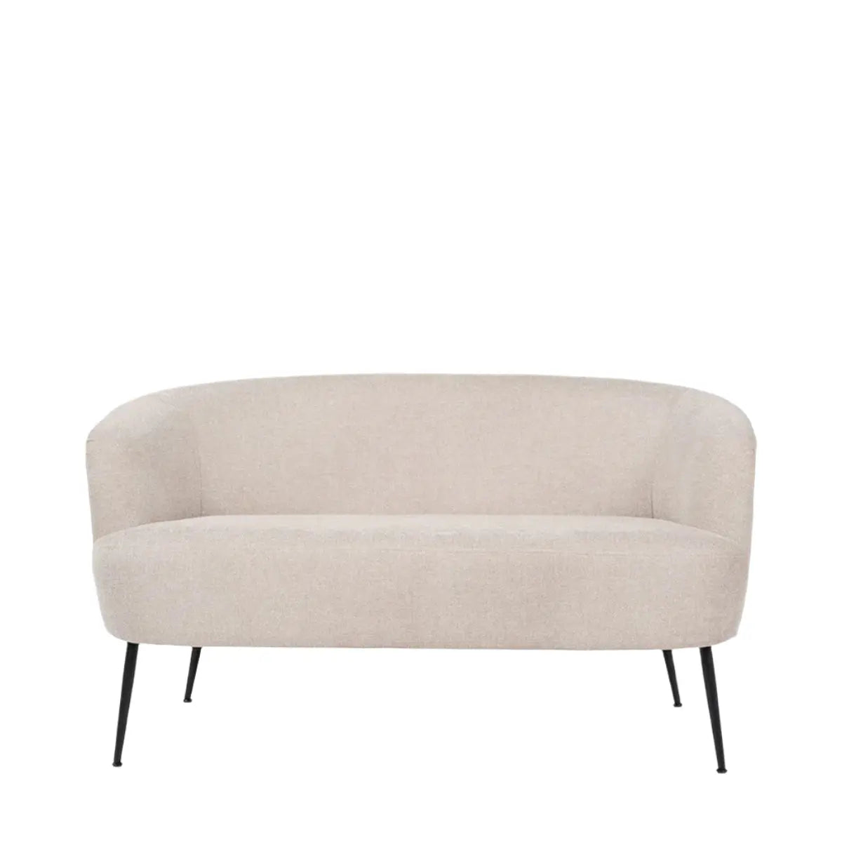 Aviana Natural Chenille and Black Metal Sofa  Nicholas John Interiors