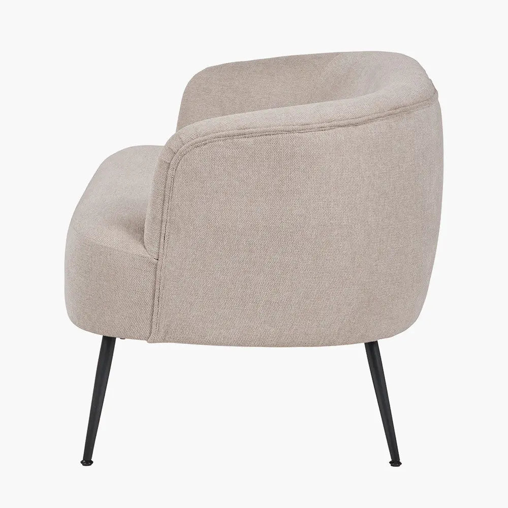 Aviana Natural Chenille and Black Metal Sofa  Nicholas John Interiors