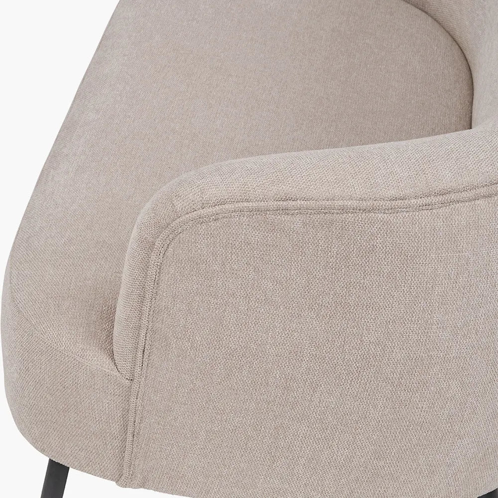 Aviana Natural Chenille and Black Metal Sofa  Nicholas John Interiors