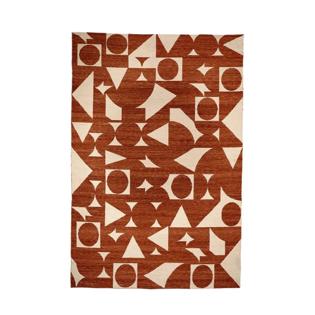 Indoor Outdoor Geometric Design Rug Large - Terracotta & Ivory  Nicholas John Interiors