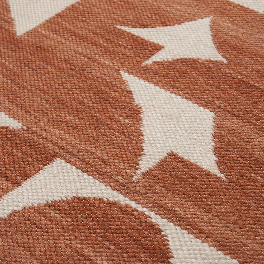 Indoor Outdoor Geometric Design Rug Large - Terracotta & Ivory  Nicholas John Interiors