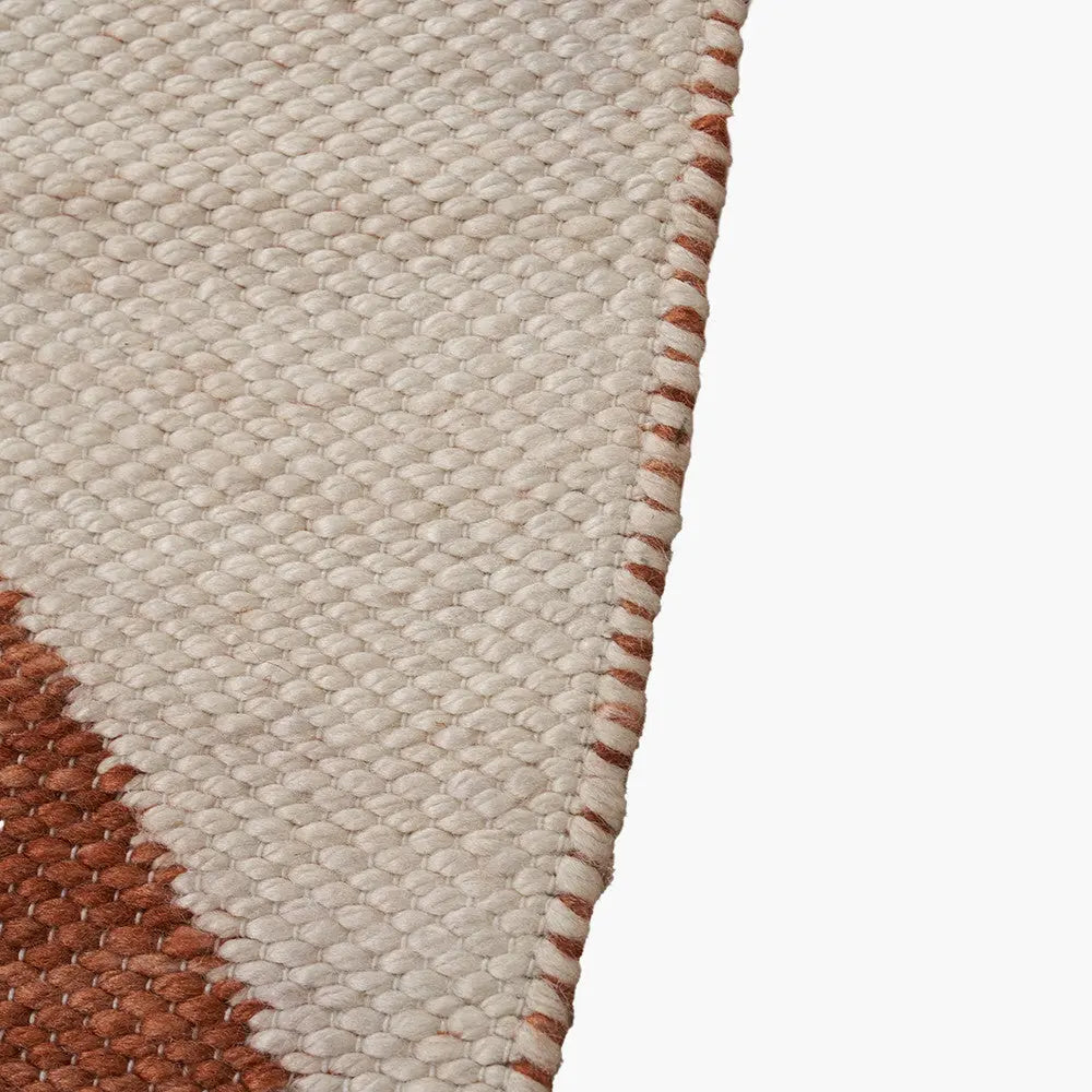 Indoor Outdoor Geometric Design Rug Large - Terracotta & Ivory  Nicholas John Interiors