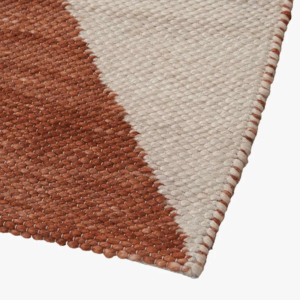 Indoor Outdoor Geometric Design Rug Large - Terracotta & Ivory  Nicholas John Interiors