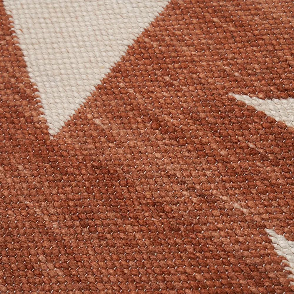 Indoor Outdoor Geometric Design Rug Large - Terracotta & Ivory  Nicholas John Interiors