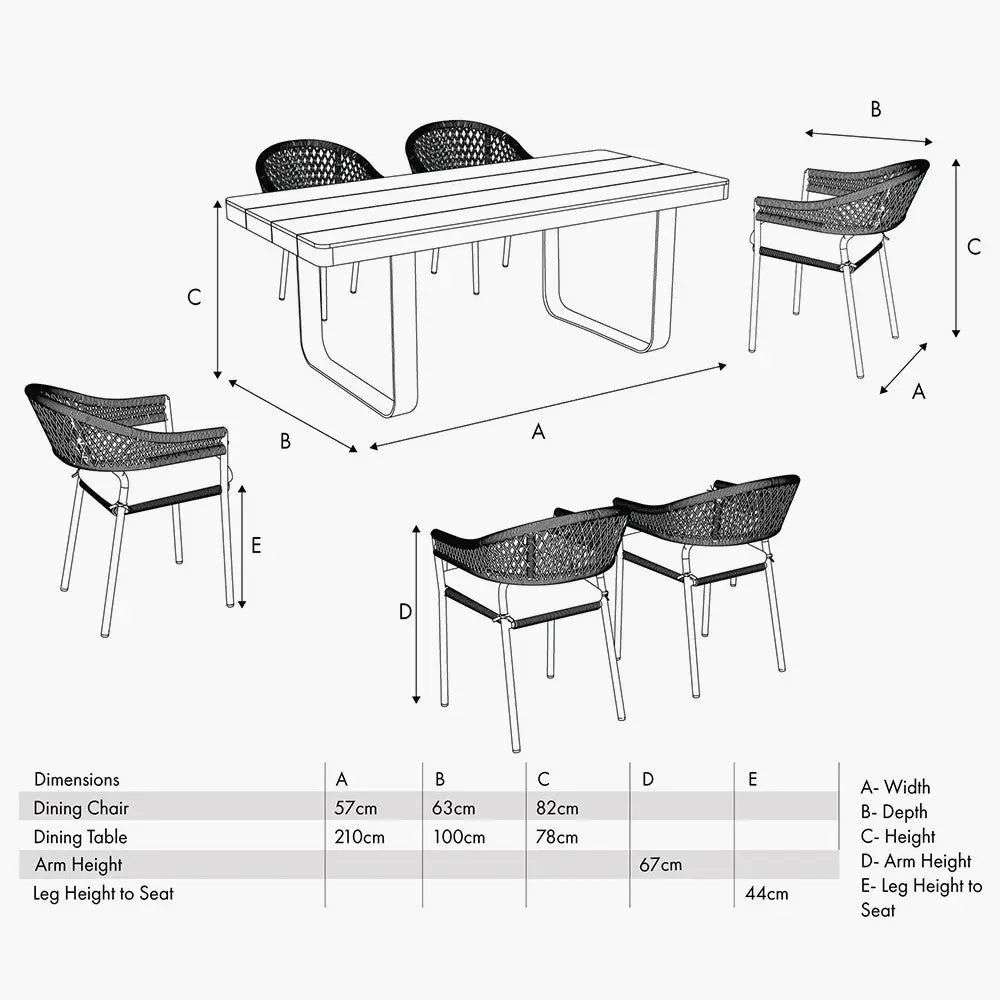 Osaka Latte Outdoor 6 Seater Dining Set - Pacific Lifestyle - Nicholas John Interiors