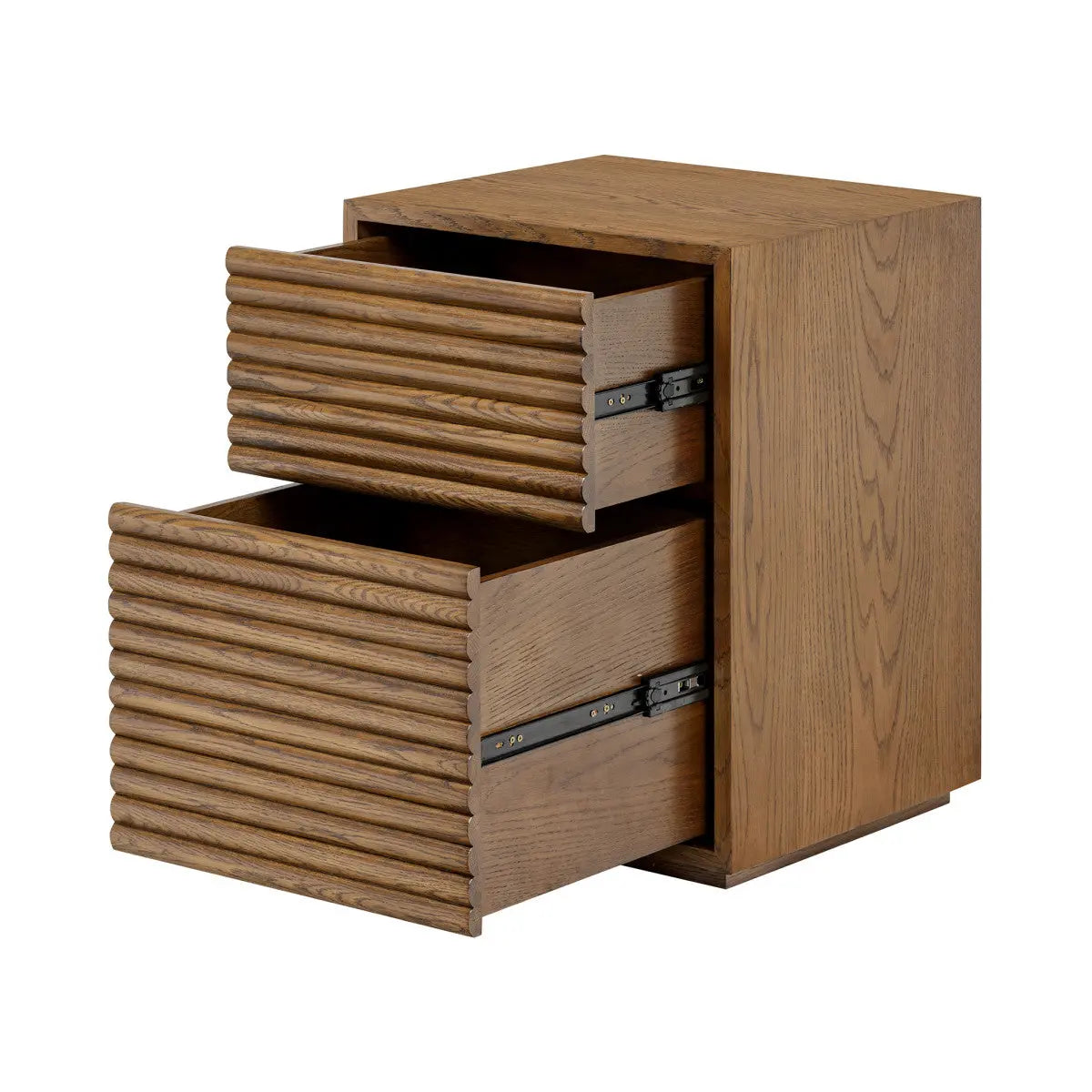 DI Designs Charlton Ribbed Walnut 2 Drawer Bedside  Nicholas John Interiors