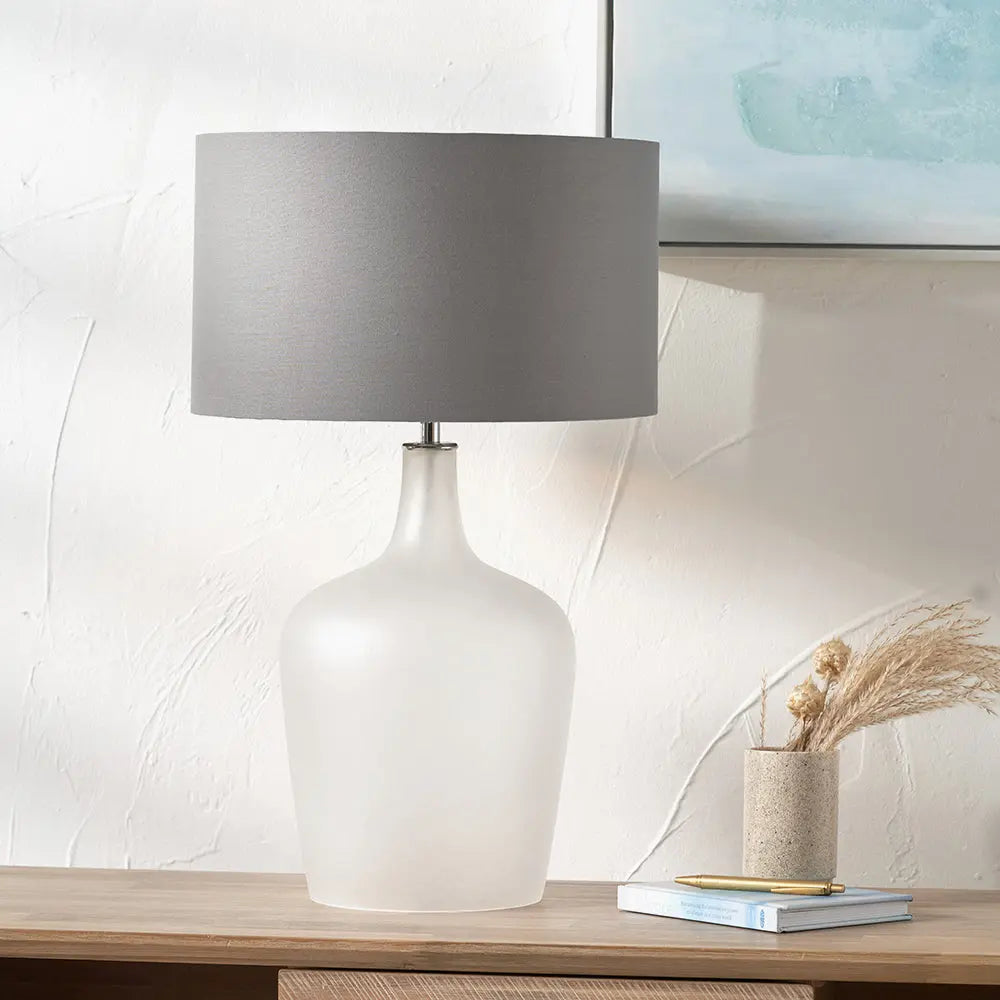 Tamsin Glass Table Lamp - Frosted White  Nicholas John Interiors
