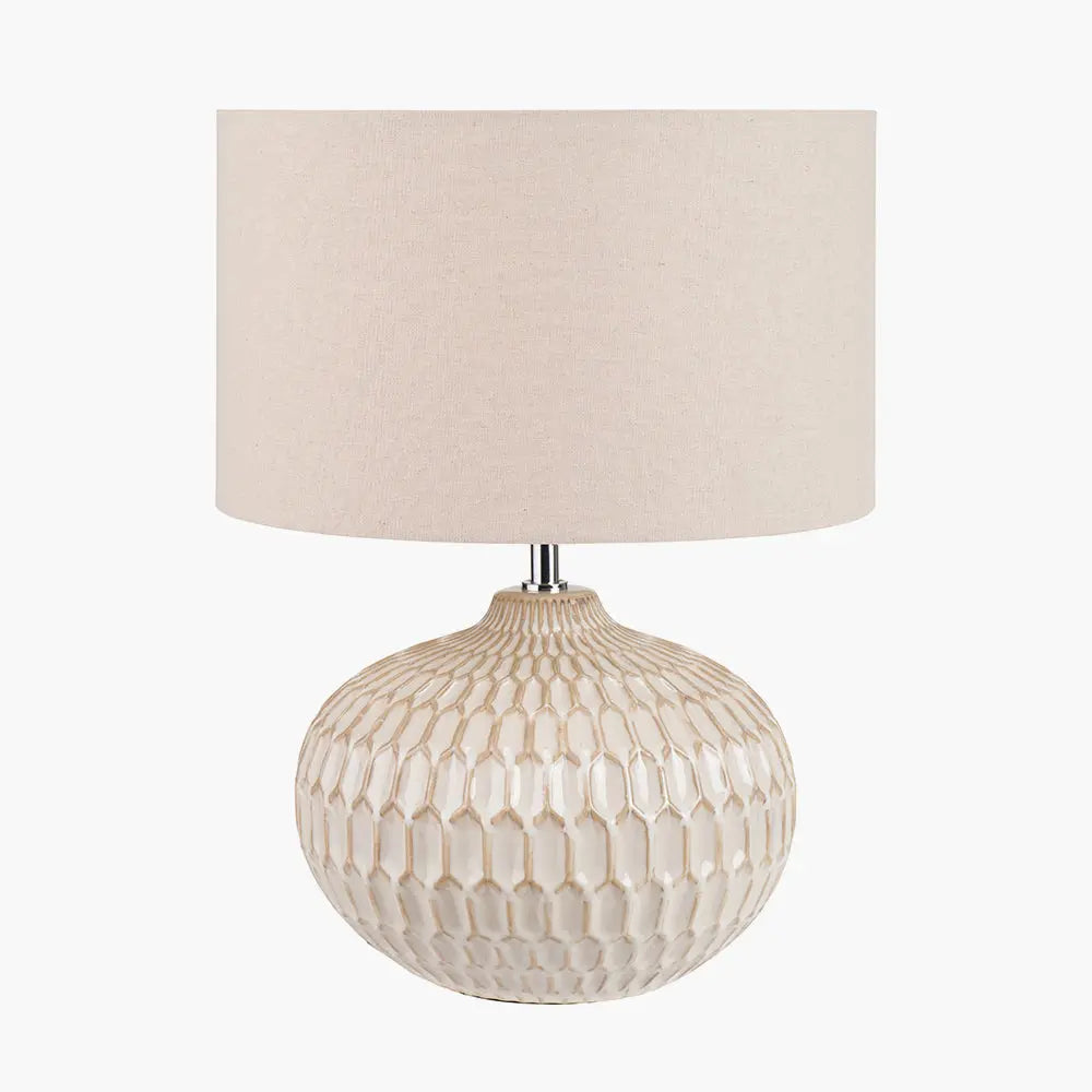Cassius Textured Glazed Ceramic Table Lamp - Warm White  Nicholas John Interiors