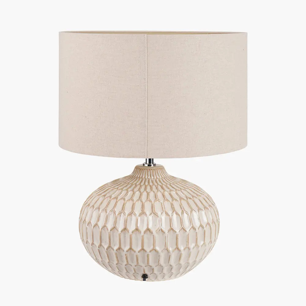 Cassius Textured Glazed Ceramic Table Lamp - Warm White  Nicholas John Interiors
