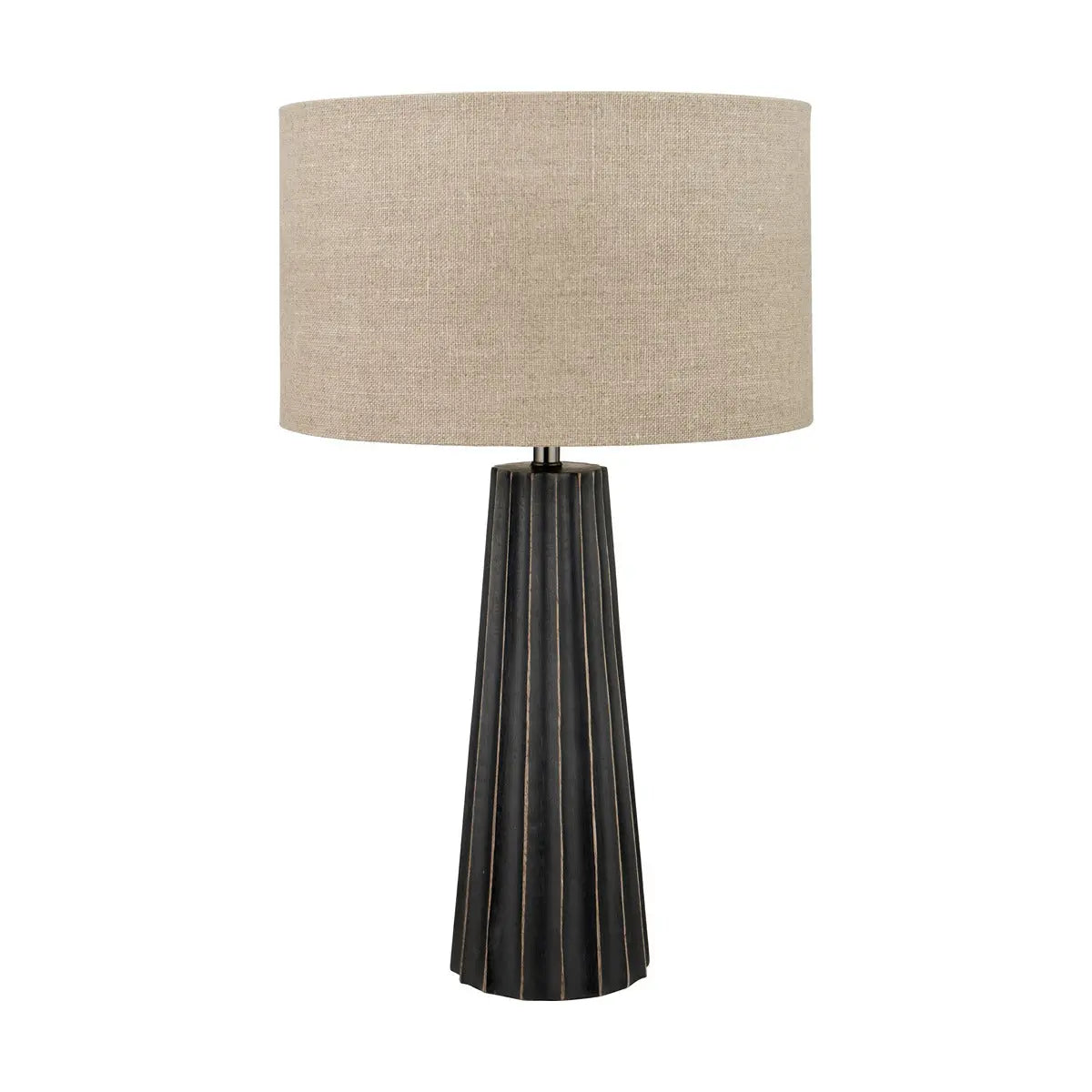 Draydon Textured Cone Table Lamp - Black Wash Mango Wood  Nicholas John Interiors
