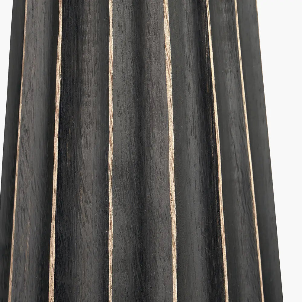 Draydon Textured Cone Table Lamp - Black Wash Mango Wood  Nicholas John Interiors