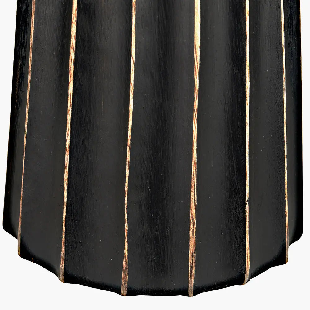 Draydon Textured Cone Table Lamp - Black Wash Mango Wood  Nicholas John Interiors