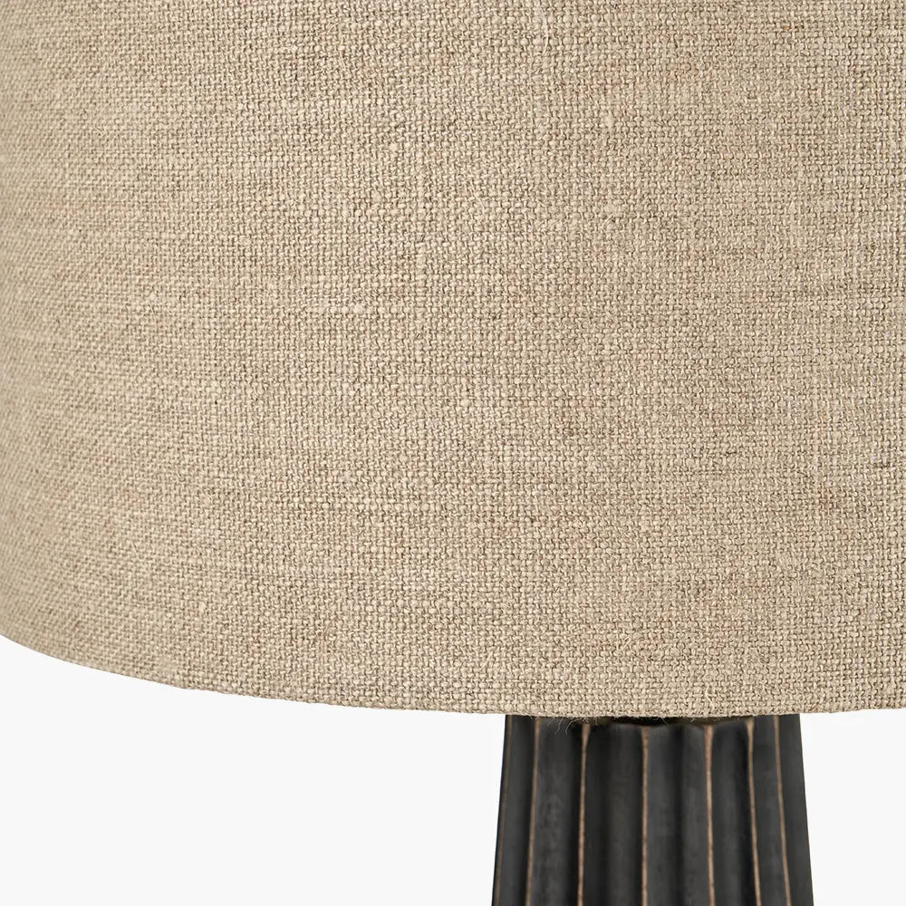 Draydon Textured Cone Table Lamp - Black Wash Mango Wood  Nicholas John Interiors