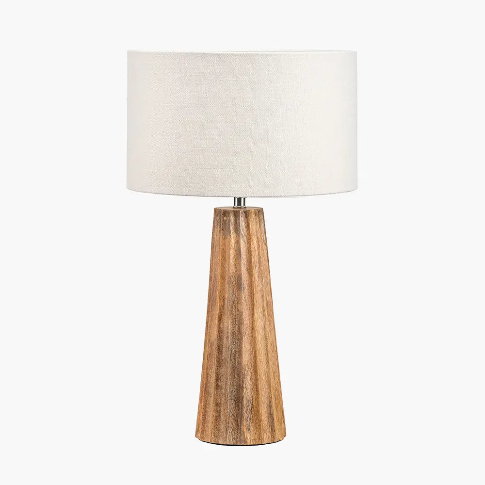 Draydon Textured Cone Table Lamp - Natural Mango Wood  Nicholas John Interiors