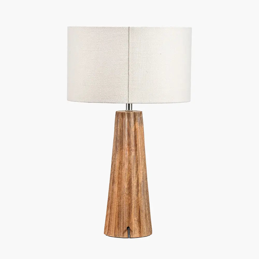 Draydon Textured Cone Table Lamp - Natural Mango Wood  Nicholas John Interiors