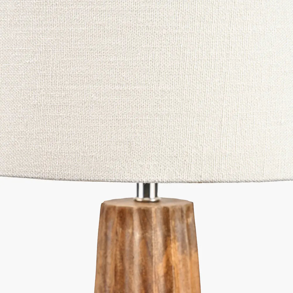 Draydon Textured Cone Table Lamp - Natural Mango Wood  Nicholas John Interiors