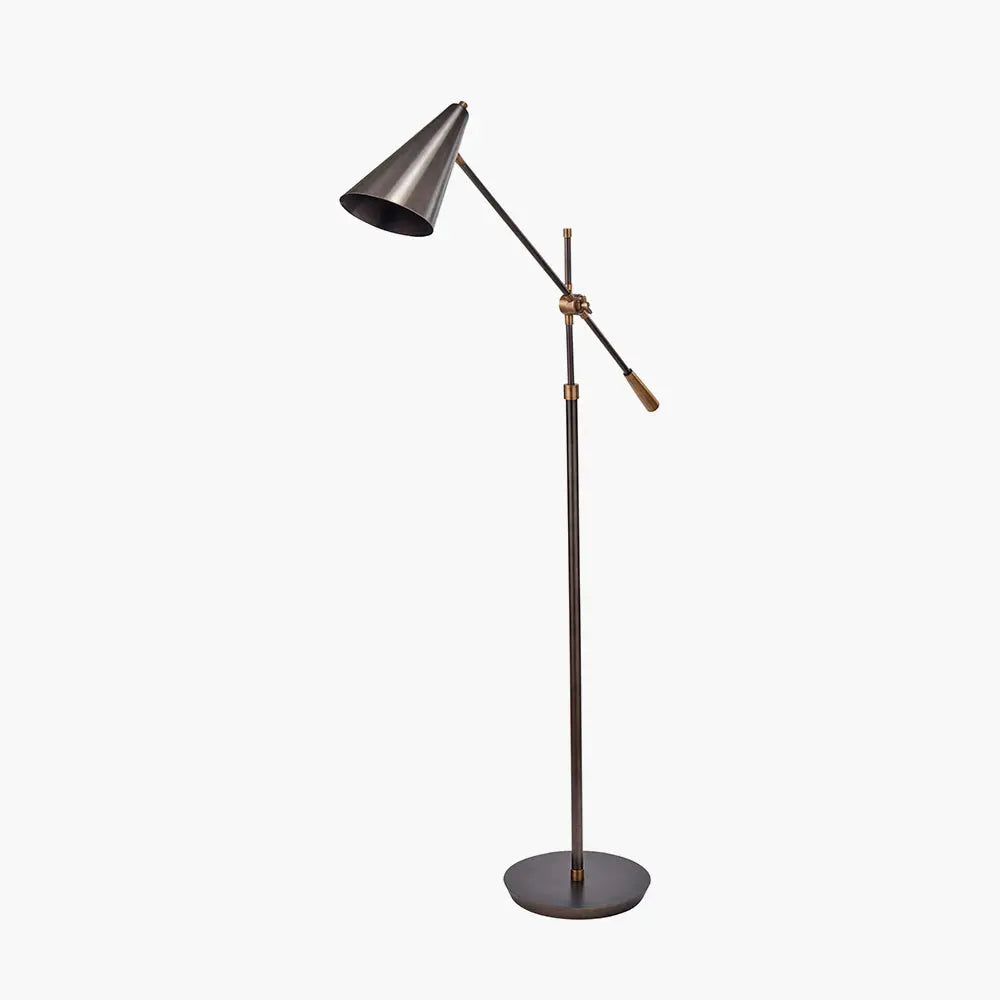 Emiliano Adjustable Floor Lamp - Antique Bronze & Brass  Nicholas John Interiors