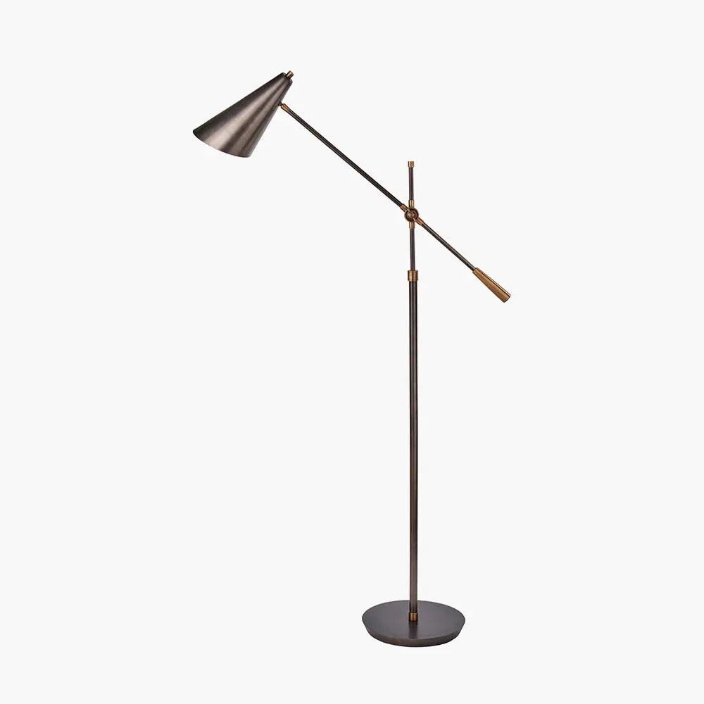 Emiliano Adjustable Floor Lamp - Antique Bronze & Brass  Nicholas John Interiors