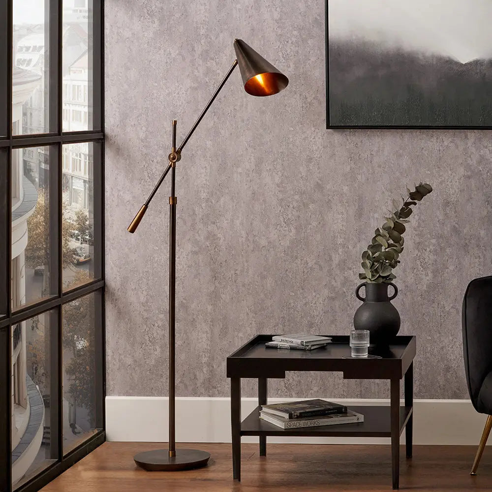 Emiliano Adjustable Floor Lamp - Antique Bronze & Brass  Nicholas John Interiors