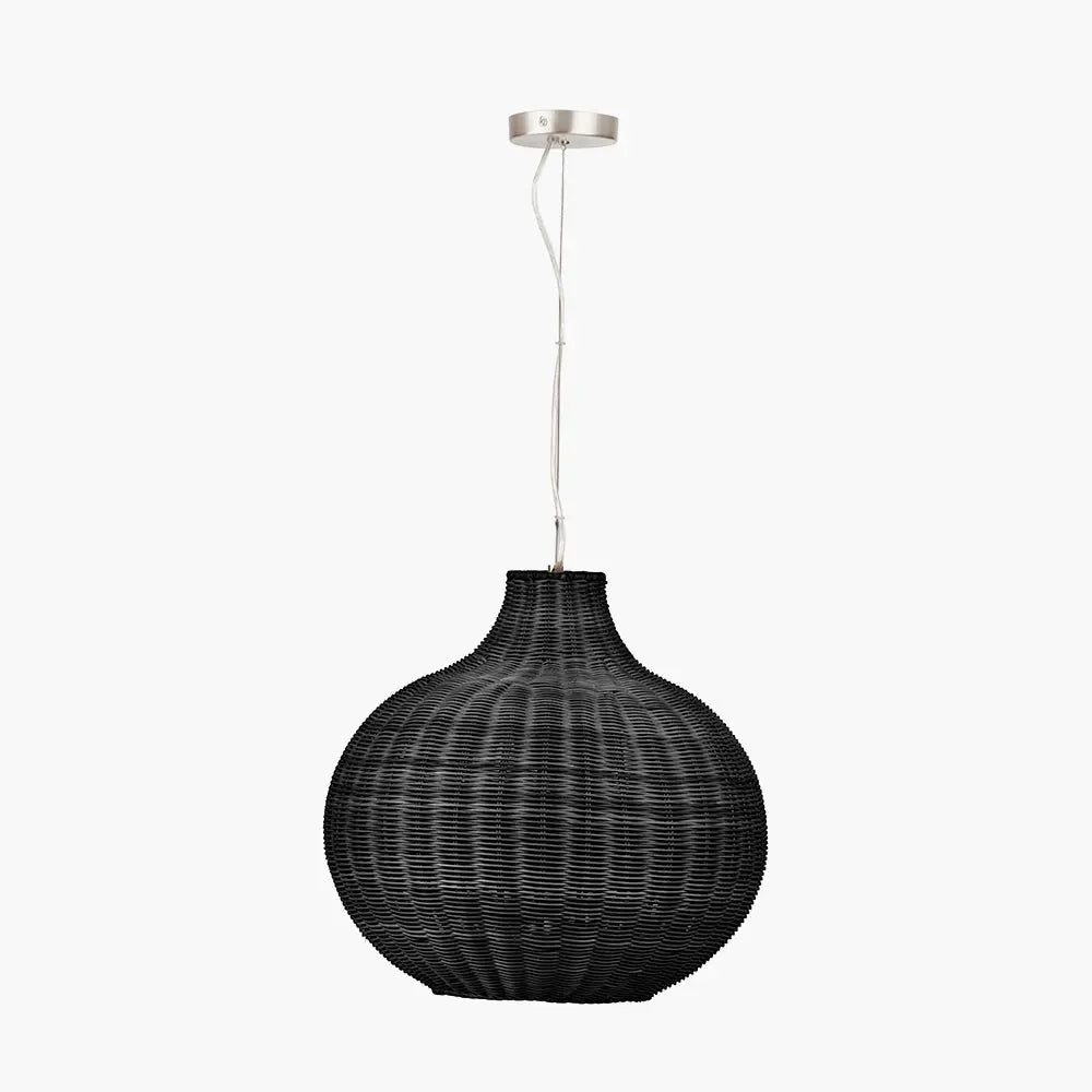 Allona Rattan Pendant Light - Black  Nicholas John Interiors