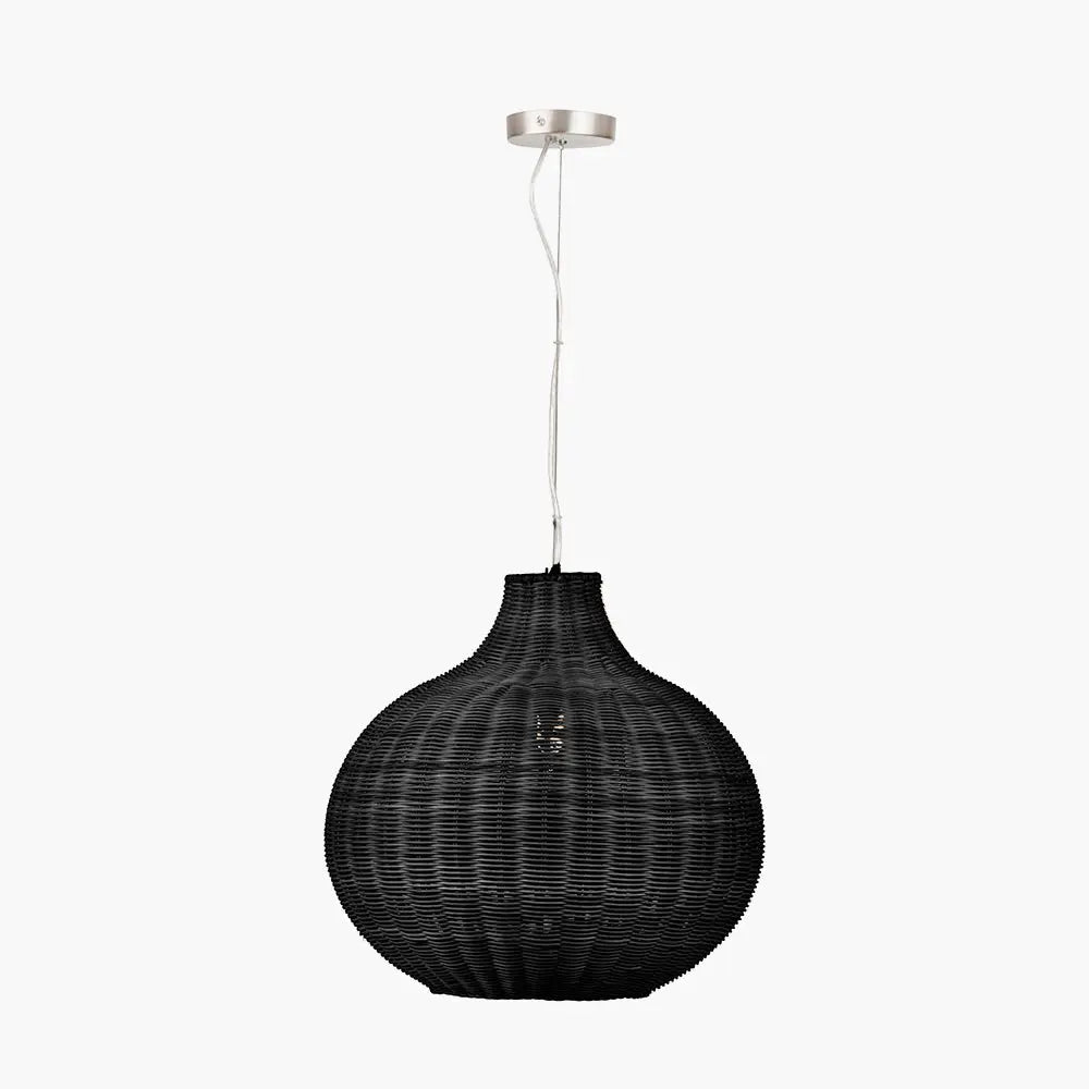 Allona Rattan Pendant Light - Black  Nicholas John Interiors