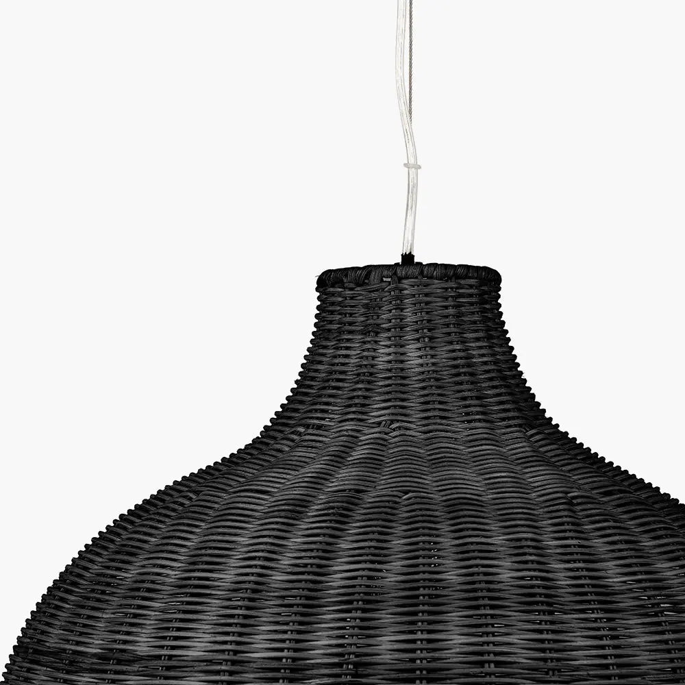 Allona Rattan Pendant Light - Black  Nicholas John Interiors