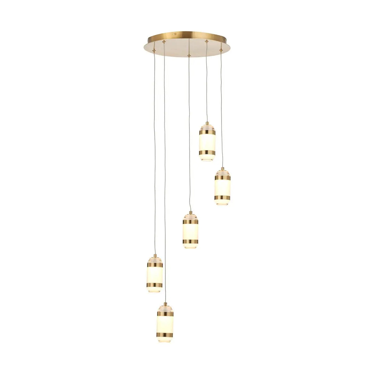 Alondra LED Multi Drop Pendant Light - Gold Metal & White Glass  Nicholas John Interiors