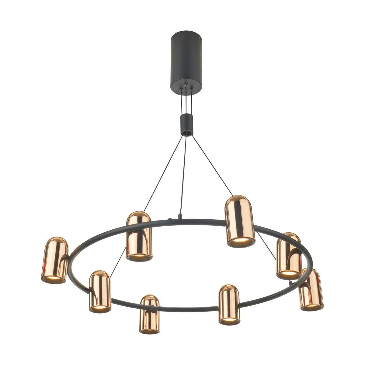 Xena Metal 8 Light LED Pendant Light - Black & Rose Gold  Nicholas John Interiors