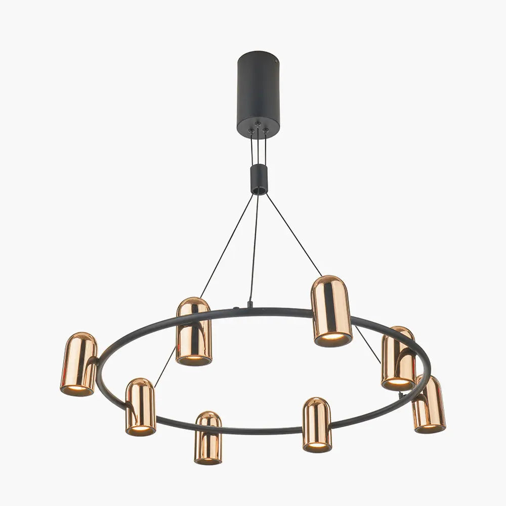 Xena Metal 8 Light LED Pendant Light - Black & Rose Gold  Nicholas John Interiors