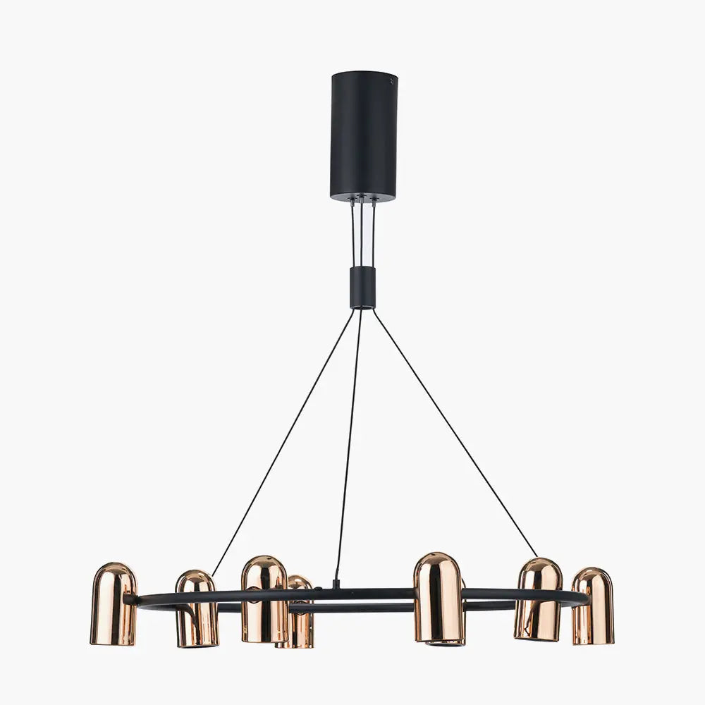 Xena Metal 8 Light LED Pendant Light - Black & Rose Gold  Nicholas John Interiors