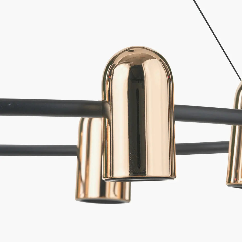 Xena Metal 8 Light LED Pendant Light - Black & Rose Gold  Nicholas John Interiors