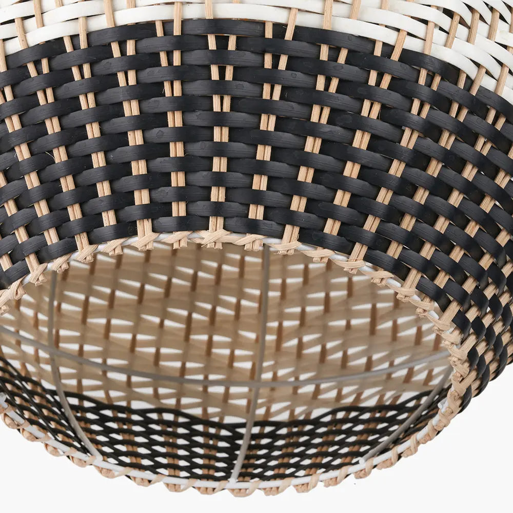 Rowan Natural Rattan Woven Pendant Light - Black & White  Nicholas John Interiors