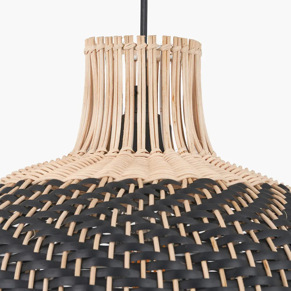 Rowan Natural Rattan Woven Pendant Light - Black & White  Nicholas John Interiors
