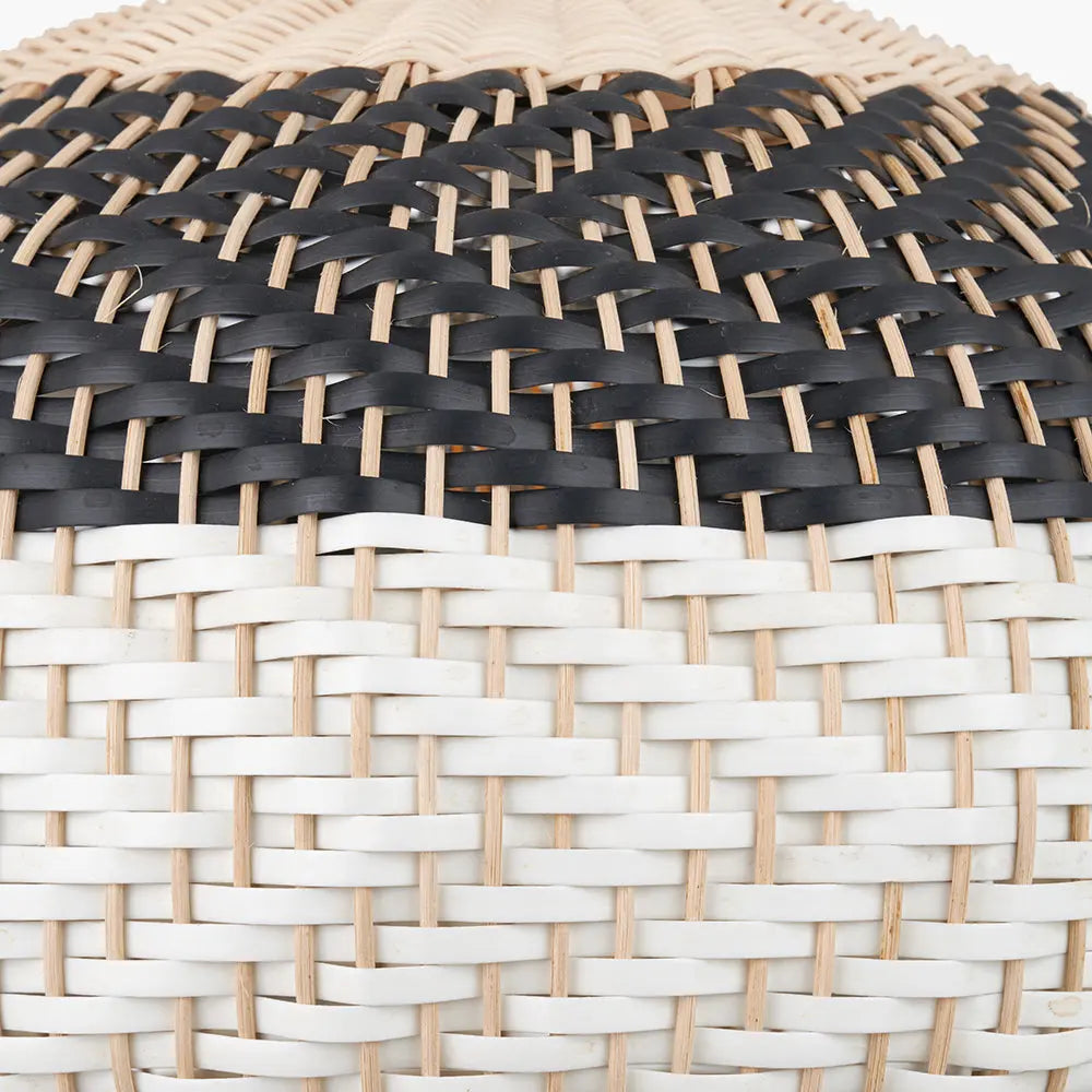Rowan Natural Rattan Woven Pendant Light - Black & White  Nicholas John Interiors