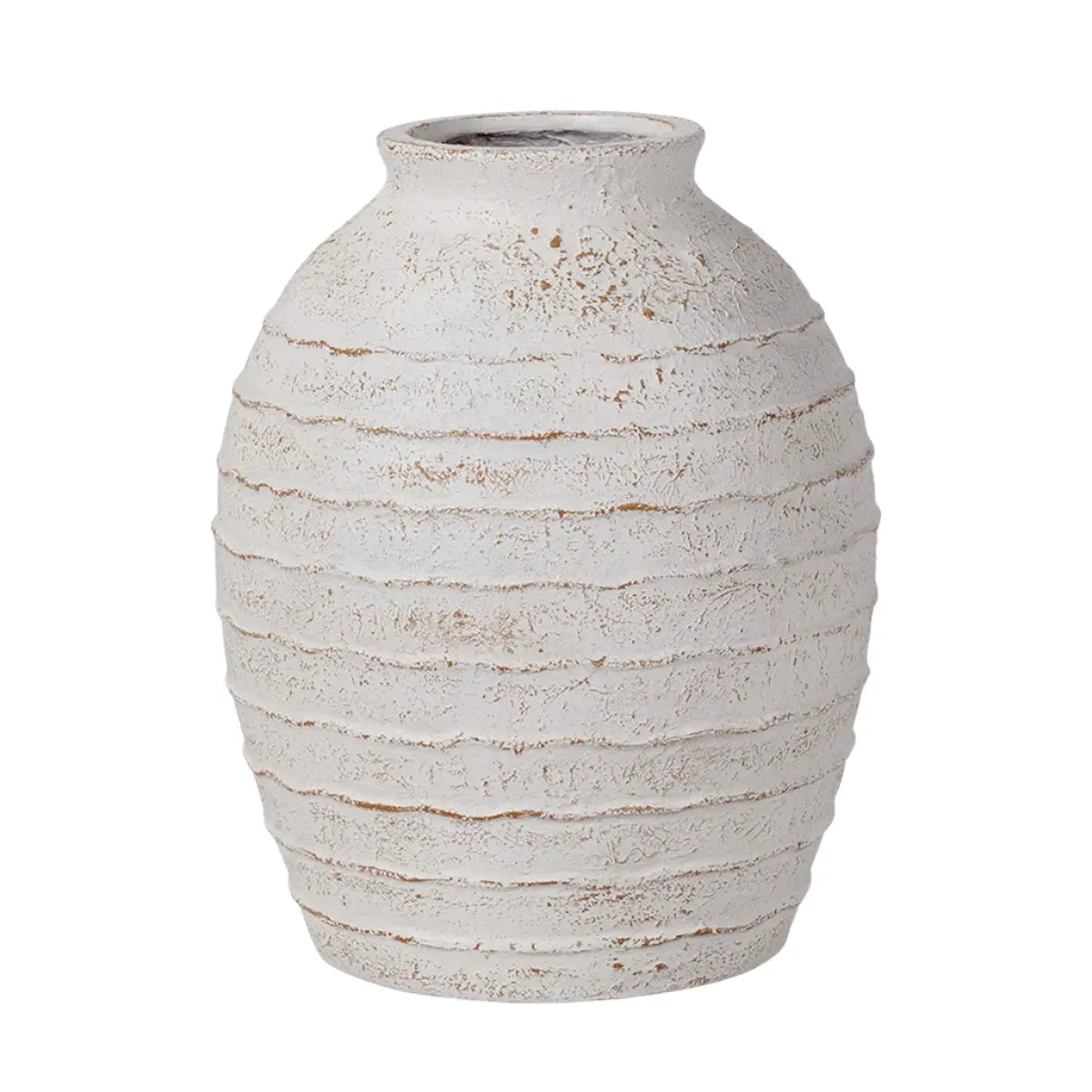 White Wash Fibrestone Decorative Ribbed Vase Large Pacific Lifestyle
