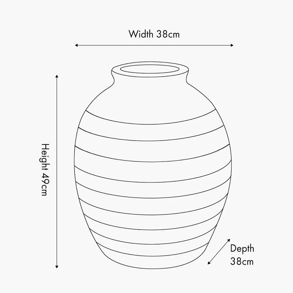 White Wash Fibrestone Decorative Ribbed Vase Large Pacific Lifestyle