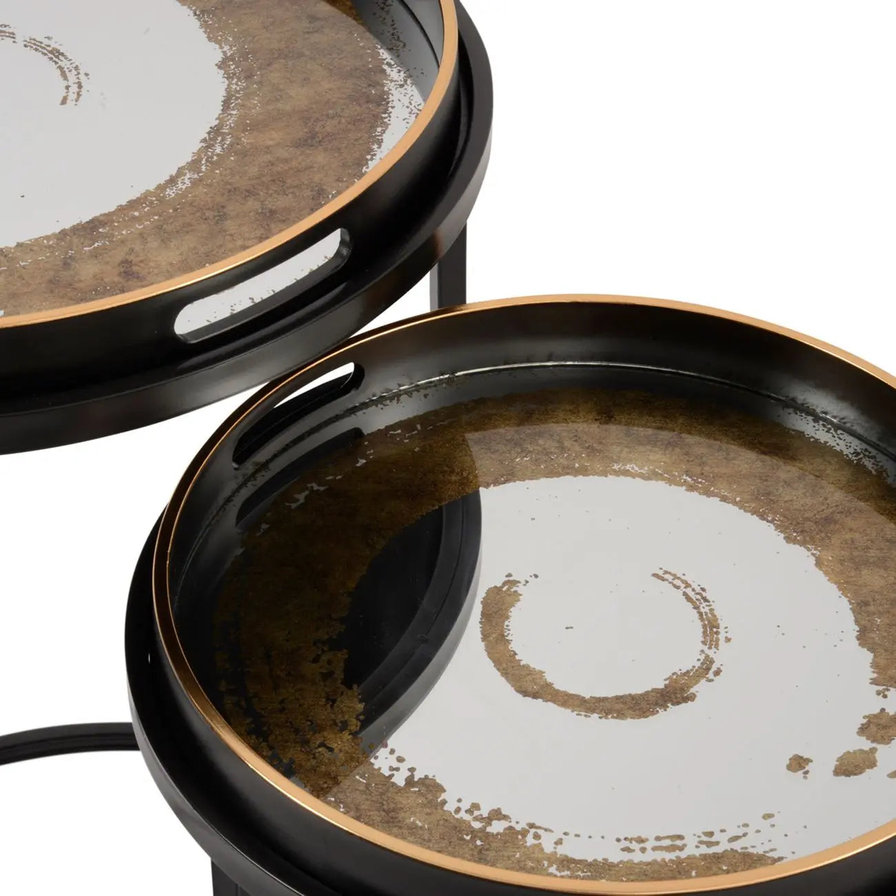 Gold Swirl Set of 2 Side Tray Tables  Nicholas John Interiors