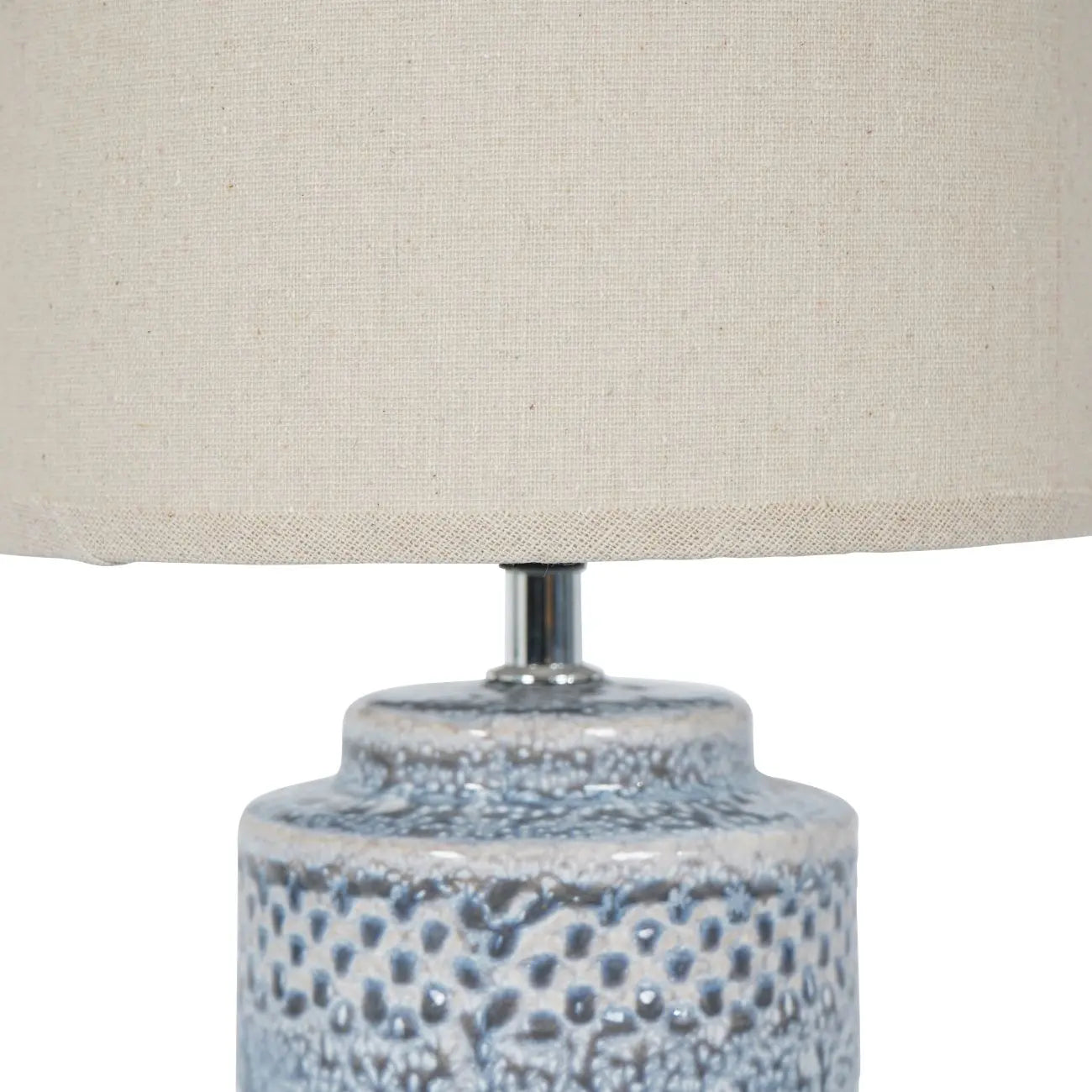 Sky Glaze Table Lamp 40cm with Cream Drum Shade  Nicholas John Interiors