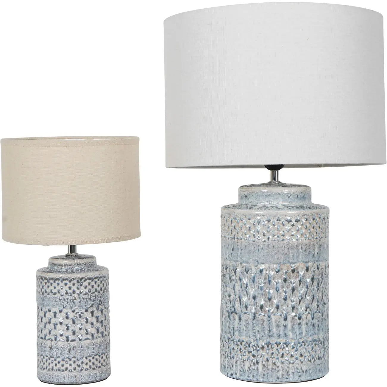 Sky Glaze Table Lamp 40cm with Cream Drum Shade  Nicholas John Interiors