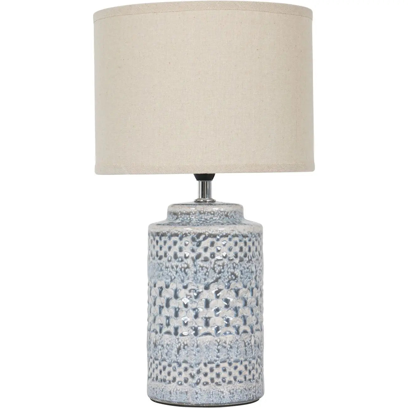 Sky Glaze Table Lamp 40cm with Cream Drum Shade  Nicholas John Interiors