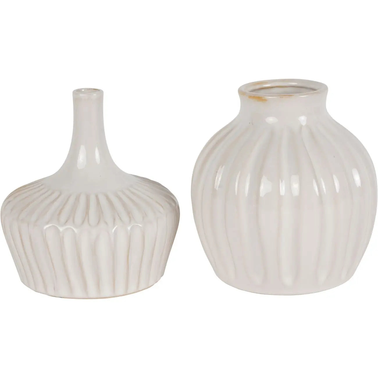 Windham White Set Of Two Stoneware Vases  Nicholas John Interiors