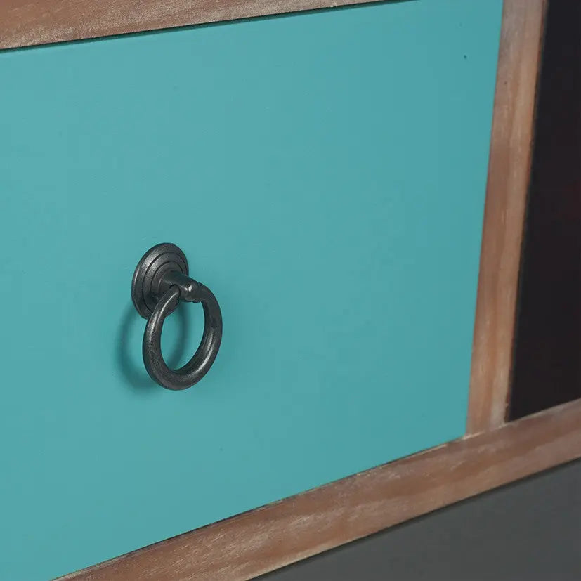 Loft Blue Multicoloured Pine Wood 4 Drawer Unit  Nicholas John Interiors